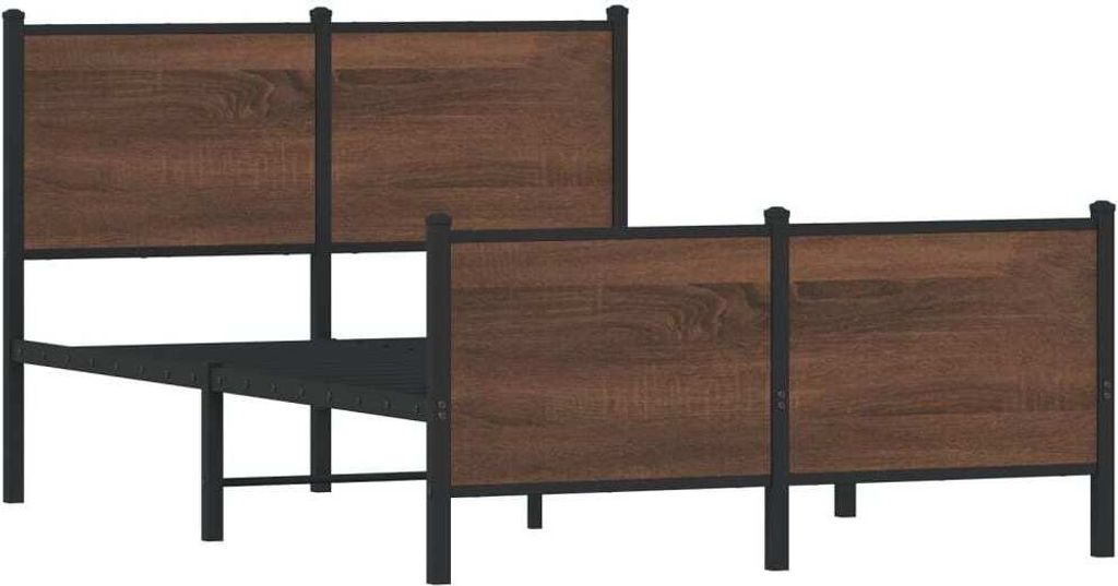 Metallbett ohne Matratze Braun Eichen-Optik 137x190 cm