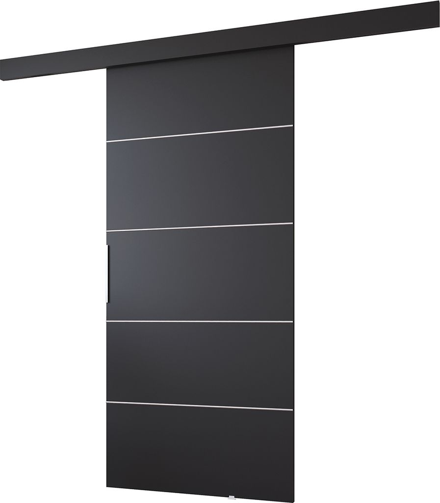 Schiebetür BARN 70 Schwarz aus 16mm Möbelplatte 76x205 cm Produktbild 