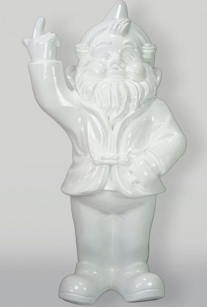 Casa Padrino XXL Deko Skulptur Gartenzwerg Weiß H. 170 cm - Große Garten Figur