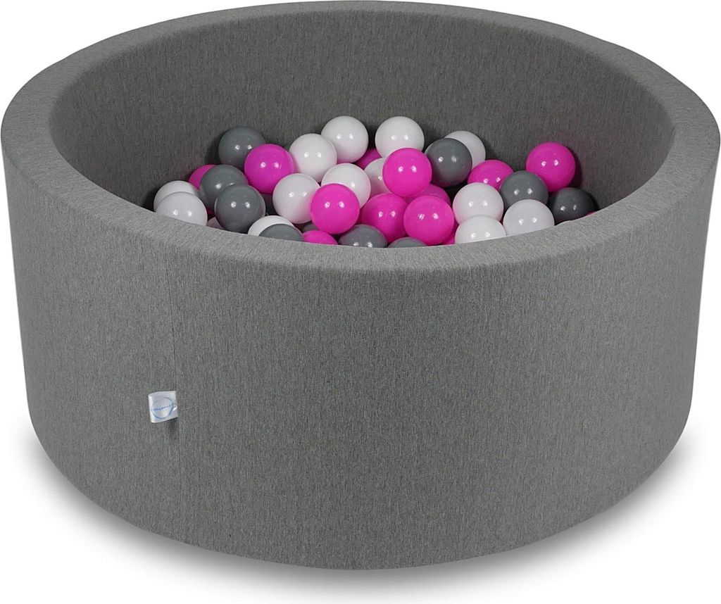 Trockenbecken 90x40cm grau mit 300 Bällen: weiß, grau, rosa