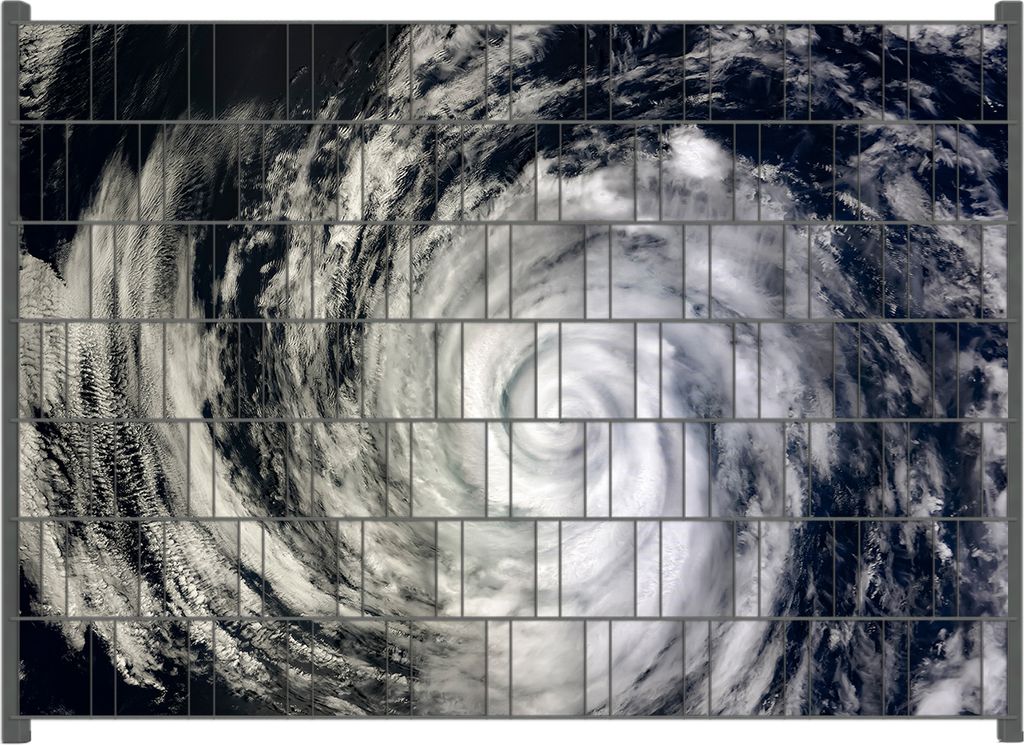 Wallario Zaunsichtschutz mit Motiv Hurrikan von oben - Spiralförmiger Wirbelsturm für Ein- und Doppelstabmatten Zäune in der Größe 200 x 140 cm
