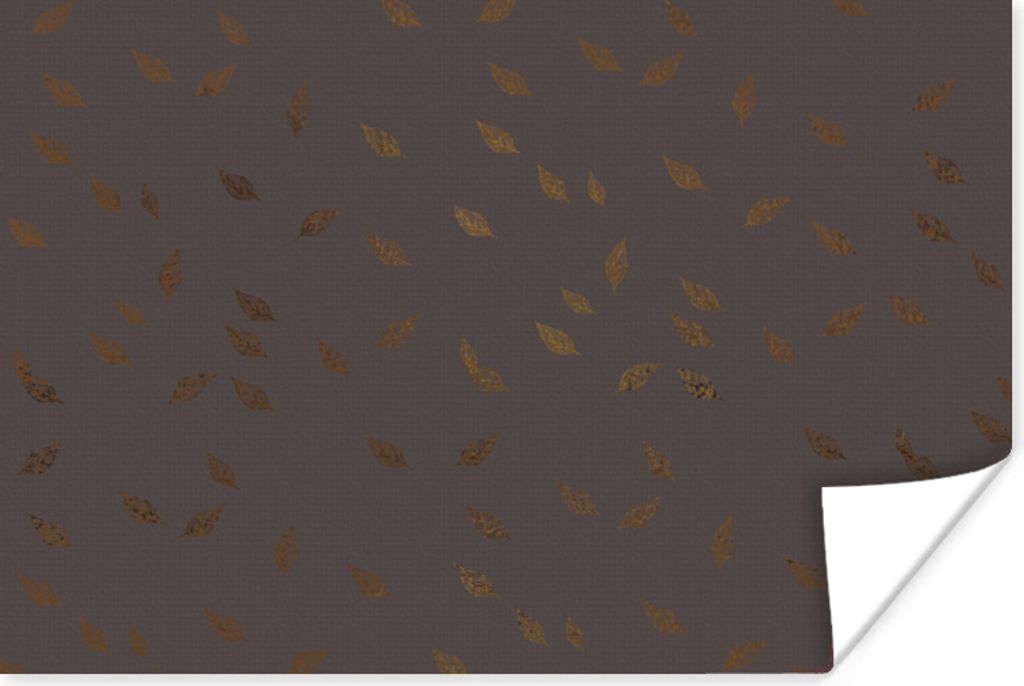 MuchoWow Poster Muster - Gold - Grau - Blätter 30x20 cm - Plakate - Print