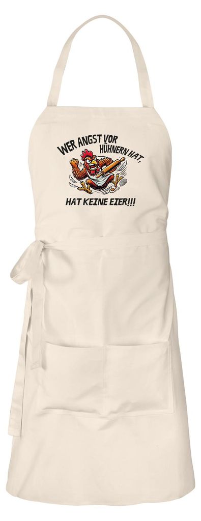 Huuraa Schürze Angst vor Hühnern, hat keine Eier grimmiger Hahn Natur mit Taschen Baumwolle Kochschürze Geschenkidee