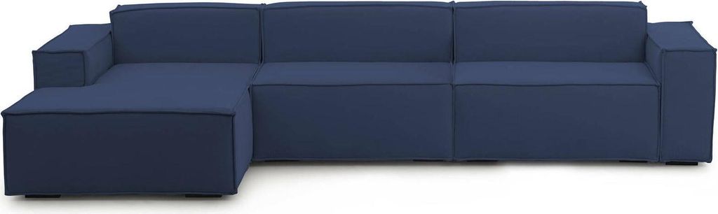 Festes Sofa Dgarzy, Modulares 4-Sitzer-Sofa mit linker Halbinsel, 100% Italy, Modernes Sofa aus Stoff, Cm 340x170h70, Blau