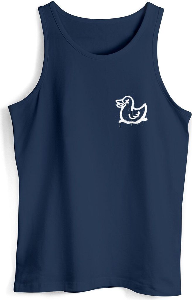 Neverless Herren Tank-Top Aufdruck Drippy Duck Ente Graffiti Style Printshirt Neverless navy XXL
