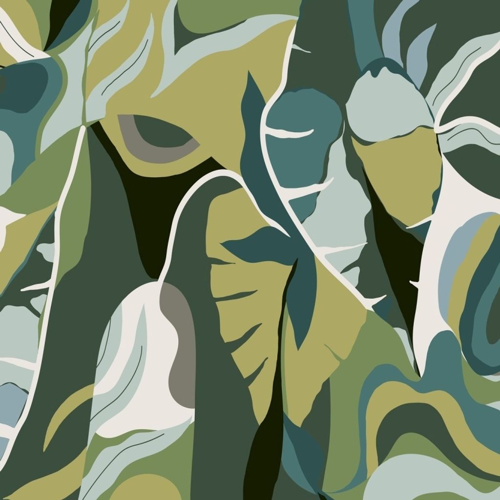 Vliestapete Blumentapete Blau Grün Naturoptik 688184 Mustertapete Tropical House