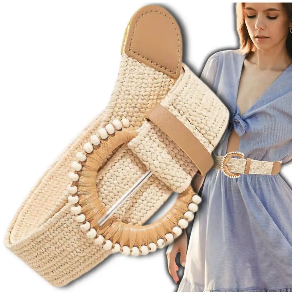 EDIBAZZAR | Cintura in paglia beige elasticizzata Immagine del prodotto 