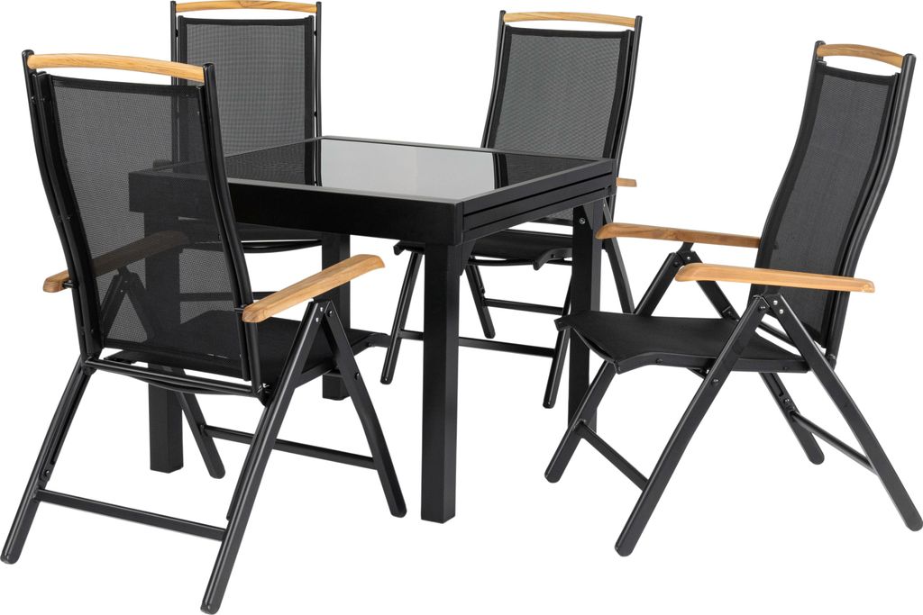 Gartentisch Balkontisch Ausziehbar 90 - 180 cm Schwarz Produktbild 6