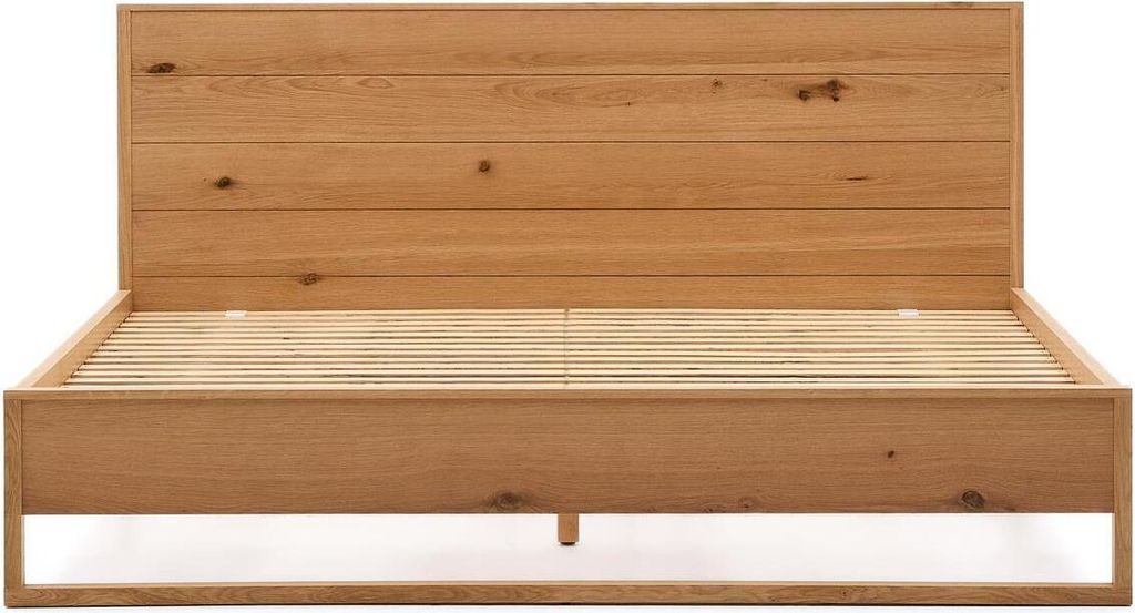 Bett Alguema 180x200 cm Massivholz Sperrholz Eichenfurnier Natur