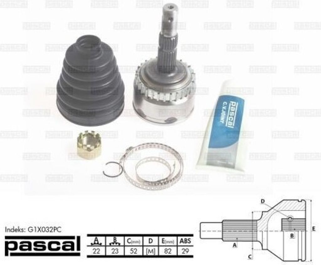 Gelenksatz, Antriebswelle PASCAL G1X032PC