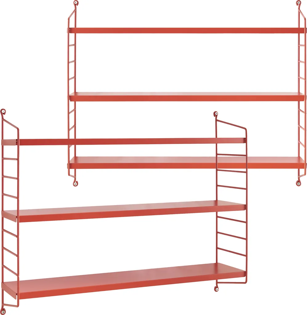 Scaffali Rossi Strängnäs Set da 2 - Mensole Acciaio 50x60x15 cm Urban