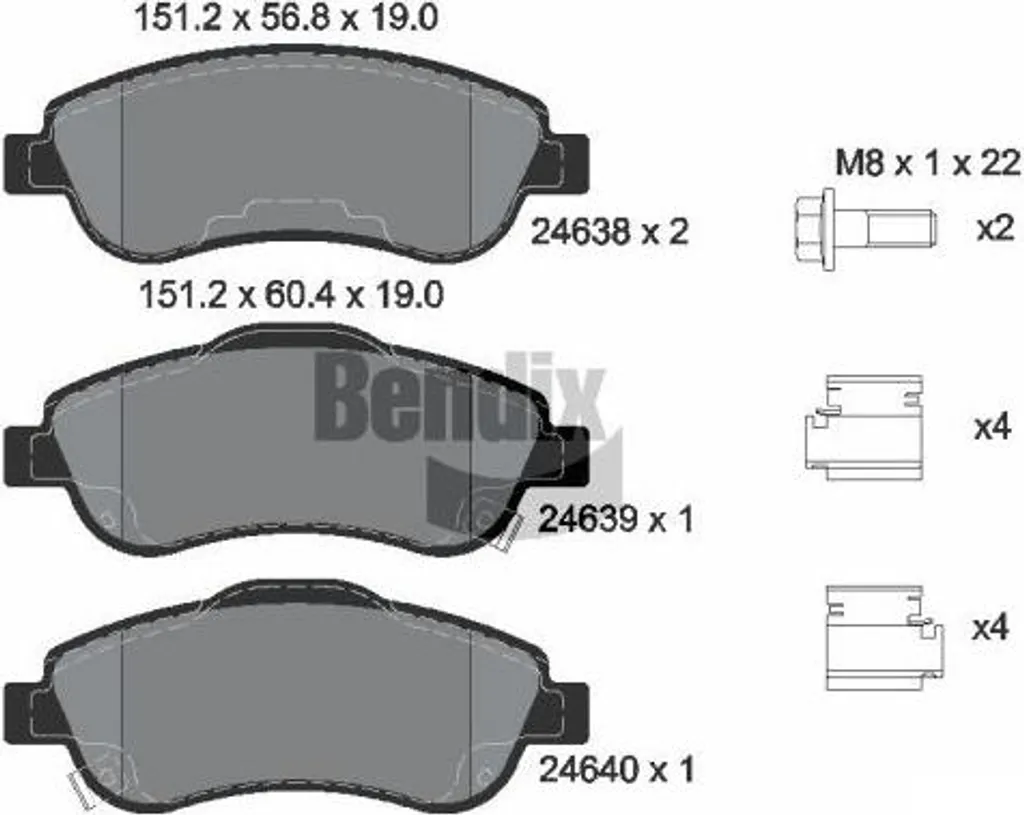 Plaquettes de Frein Bendix BPD1472 Haute Performance OE 45022SWWG00