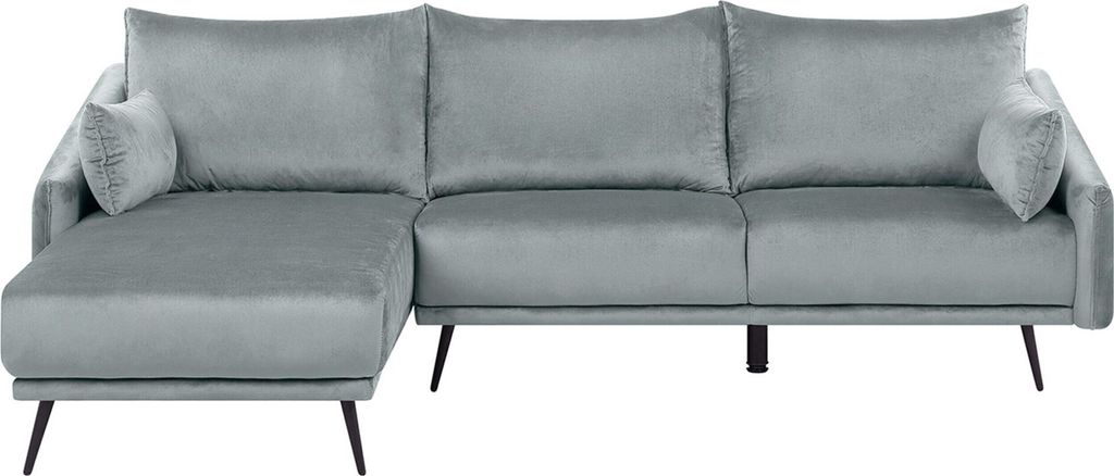BELIANI Ecksofa Grau Samtstoff 3-Sitzer L-Förmig Rechtsseitig Glamourös Wohnzimmer