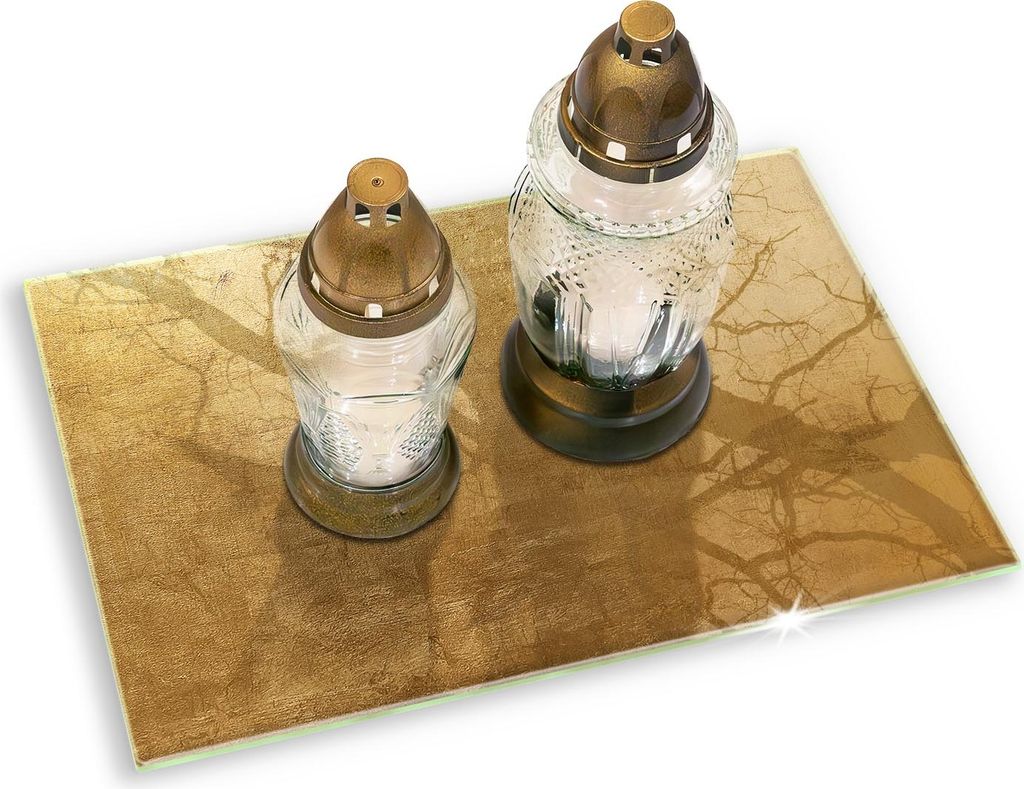 Glas Grabkerzen Untersetzer Motiv Gummifüße - 80x52 cm - Goldbeschaffenheitshintergrund