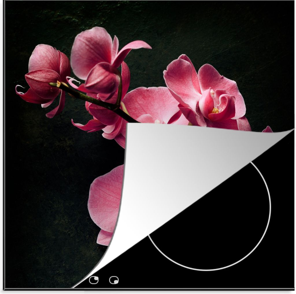 KitchenYeah Herdabdeckplatte Pflanzen - Orchidee - Blumen - Rosa , 78x78cm, Küche Deko, Glaskeramikkochfeld Herdabdeckung, Abdeckplatte fùr Koc...