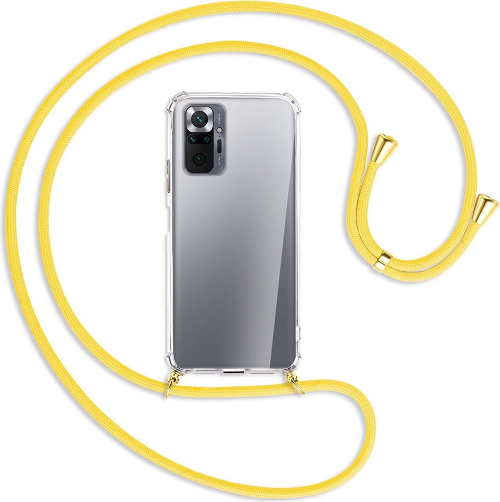 Handykette Backcover-Schutzhülle mit Band (Metall goldfarben) für Xiaomi Redmi Note 10 Pro / Pro Max - gelb