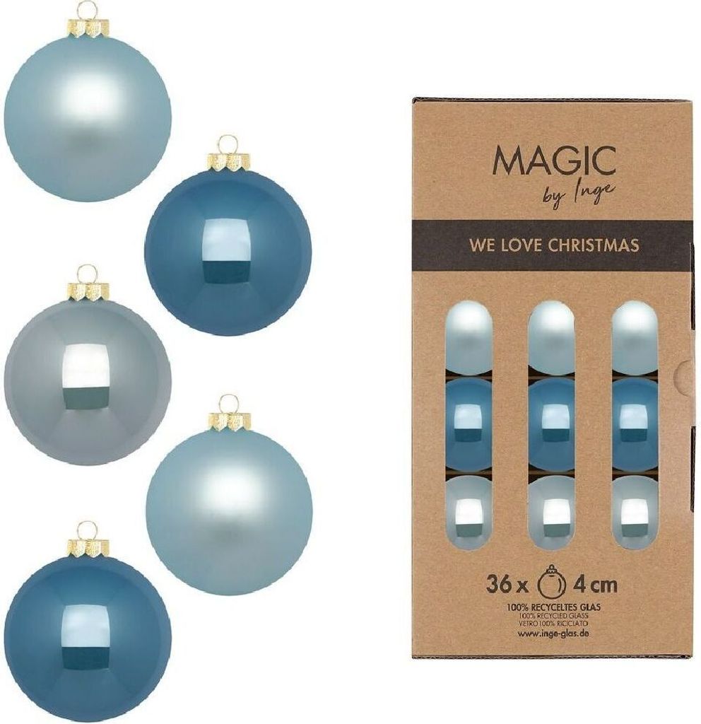 Glaskugeln I Elysian Blue Mix I Ø 40 mm I 36 Stück I nachhaltig verpackt - 0,47 € pro Stück