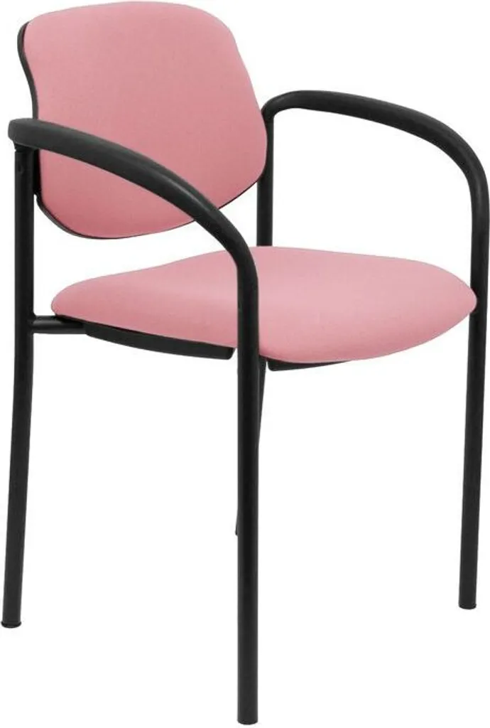 Chaise visiteur rose pour salle d'attente et bureau structure noire