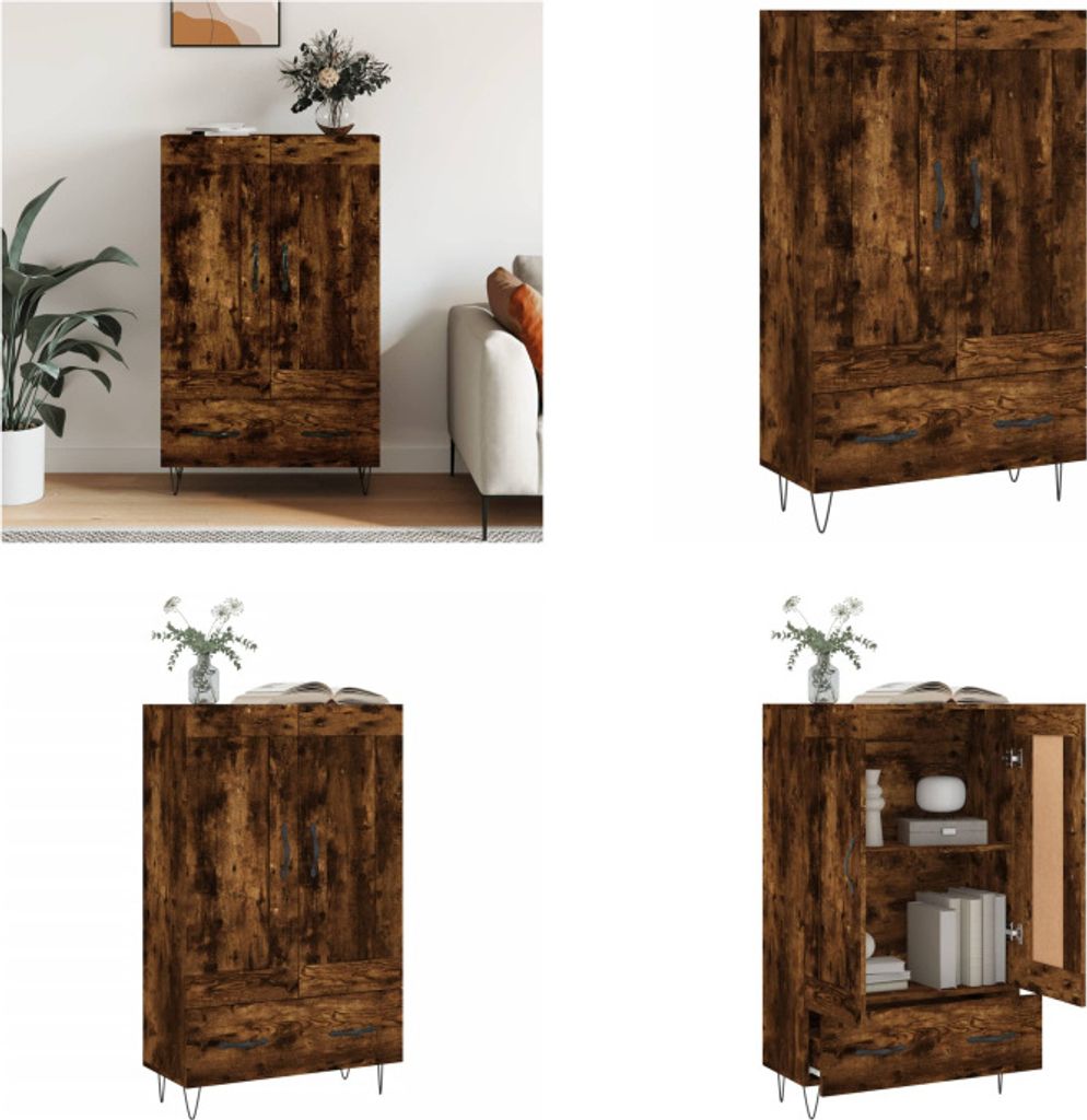 vidaXL Highboard Räuchereiche 69,5x31x115 cm Holzwerkstoff - Highboard - Highboards - Sideboard - Schrank