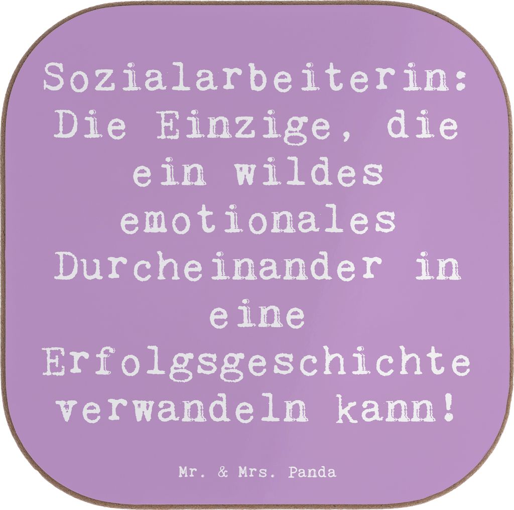 Mr. & Mrs. Panda Getränkeuntersetzer Spruch Sozialarbeiterin Erfolg - Lavendeltraum - Geschenk, personalisierte Geschenke, Holzuntersetzer, Coaste...
