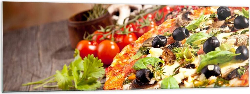 Bilder auf glas - Pizza Essen Italien Tradition - 160x50cm - Glasbilder - Wandbilder - Kunstdruck - zum Aufhängen bereit - Wanddekoration aus Glas...