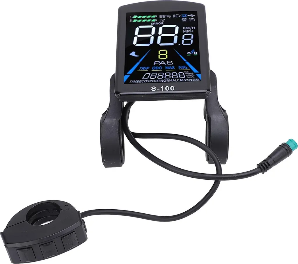 Computer di Bordo E-Bike LCD S-100 Universale 24V-72V IP65