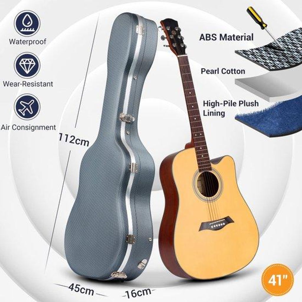 Wasserdichtes Gitarrenkoffer mit Plüschfutter für 41 Zoll Gitarre