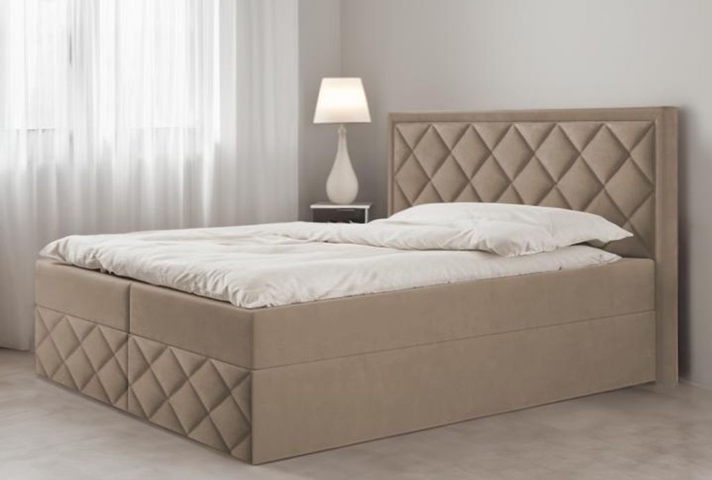 Bett Boxspringbett DORI 3 TOPPER VISCO mit Bettkästen - Doppelbett, Stauraum, Schlafzimmer, Bettgestell (180x200, Cappuccino - ITAKA 48)
