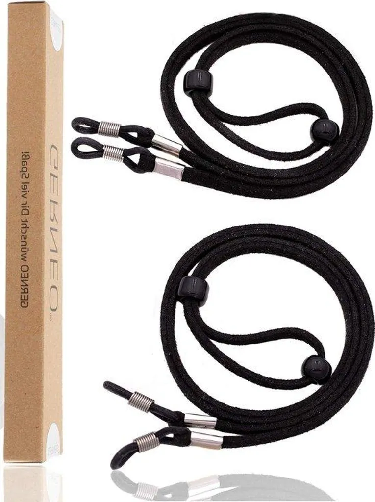 Cordon à lunettes anti-chute en PU noir - Lot de 2 pour ne plus perdre
