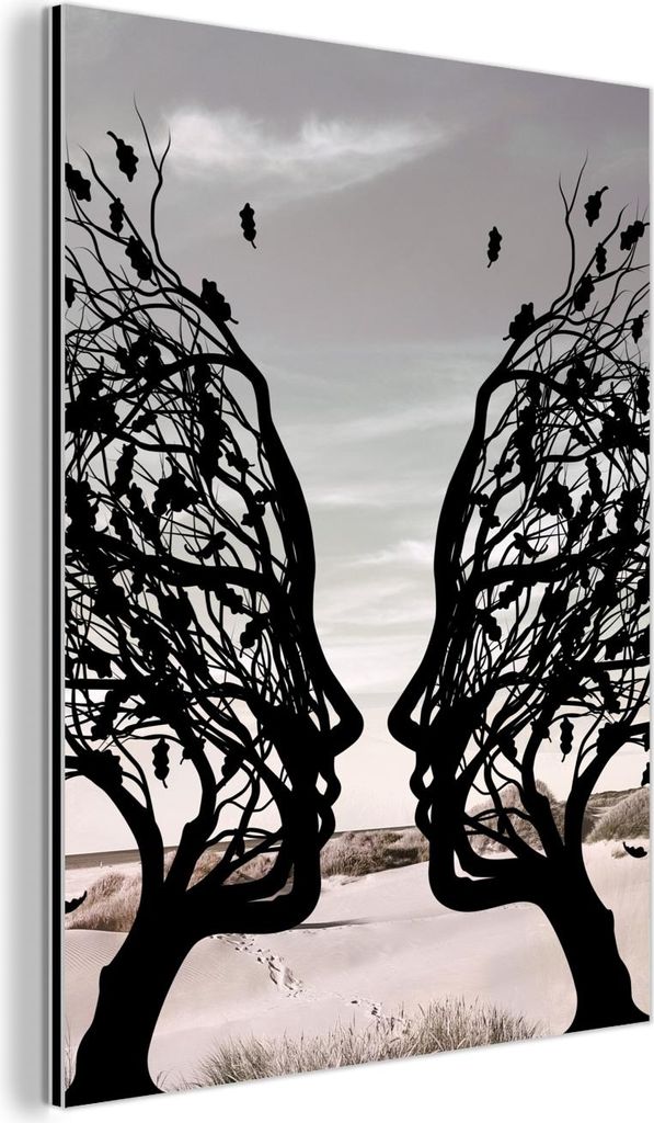 MuchoWow Wanddekoration Metall Metallbild Wandkunst 60x80 cm Bäume - Gesicht - Blätter - Moderne Kunst MuchoWow Aluminium Gemälde - Wanddekorati...