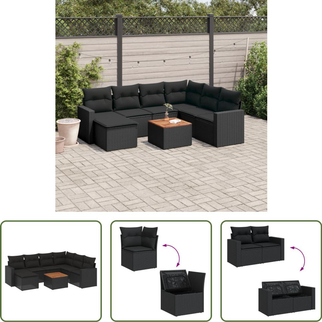 The Living Store 8-tlg. Garten-Sofagarnitur mit Kissen Produktbild 