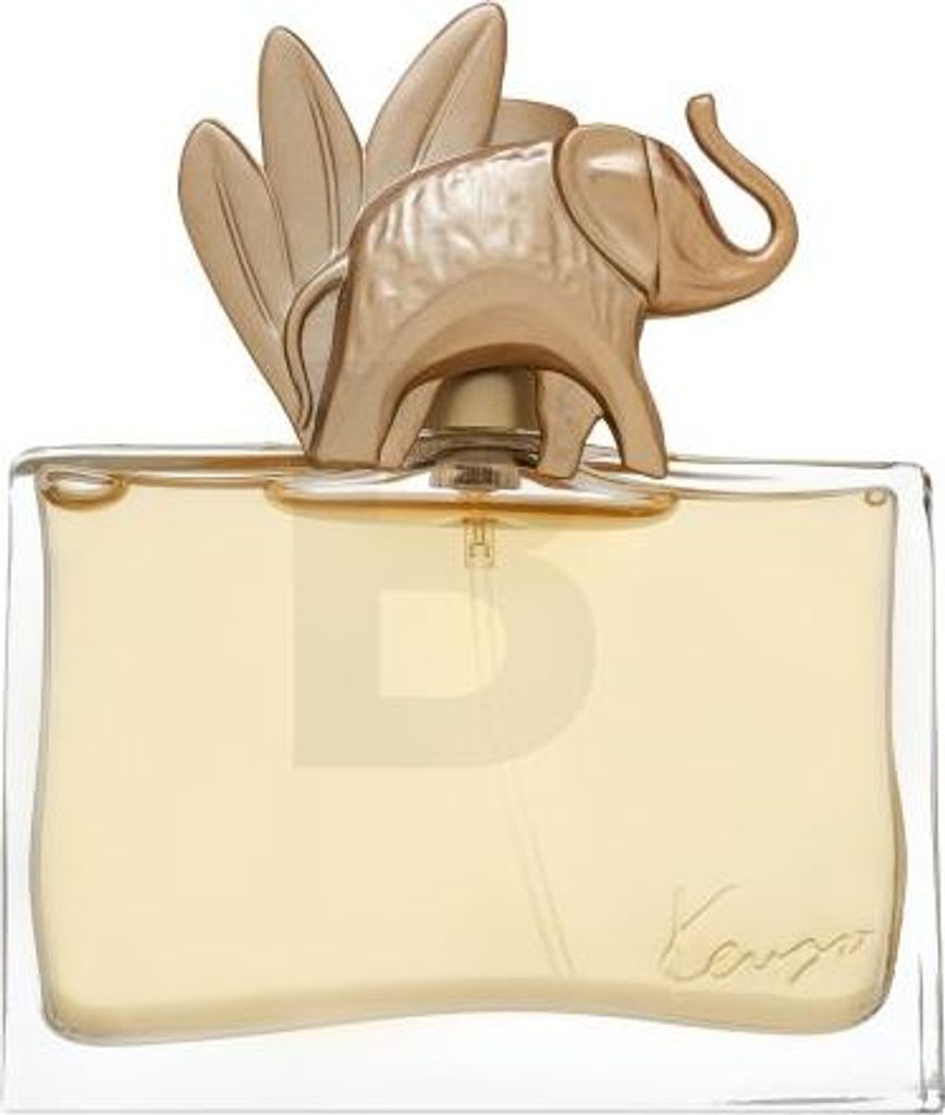 A perfume bottle with an elephant figurine on top.