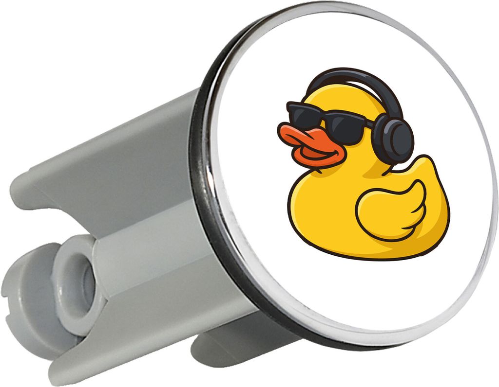 Huuraa Waschbeckenstöpsel Quietscheente DJ Gummiente Club-DJ 4cm höhenverstellbar Abflussstopfen Geschenkidee