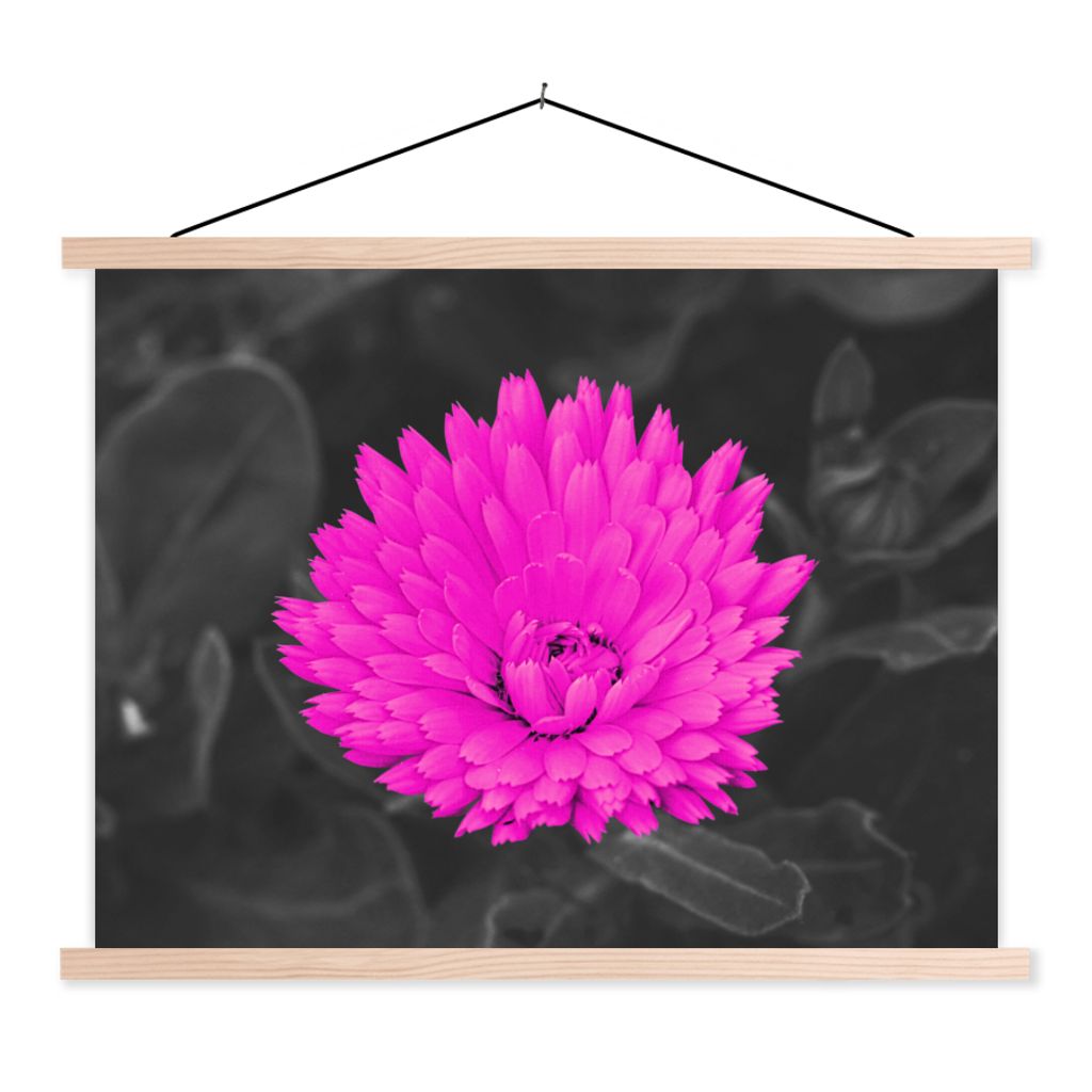 MuchoWow Textilposter Blumen - Aquarell - Rosa 60x45 cm mit holzfarbenen Rahmen - Bild