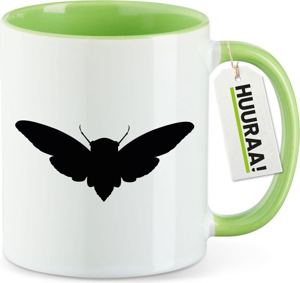 Huuraa Kaffeetasse Motte Silhouette 330ml Grün Keramik Kaffeebecher Geschenkidee