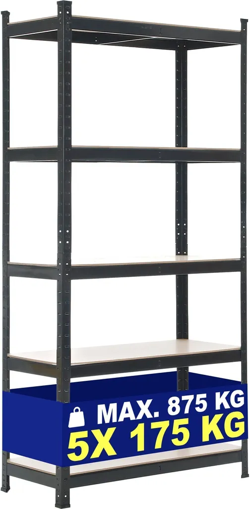 Étagère de stockage noir 90x40x180 cm - Solution gain de place anti-désordre