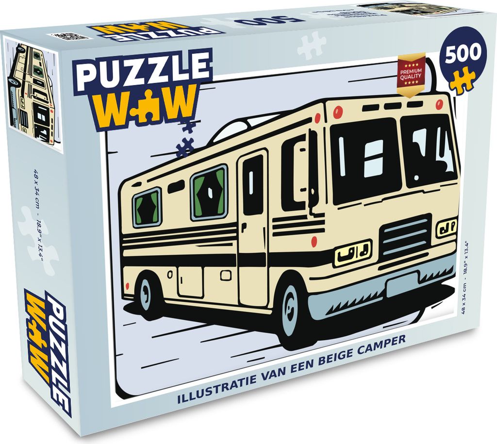 MuchoWow Puzzle 500 Teile Illustration eines beigen Wohnmobils - 500 Teile - Kinder - Selberbauen - Puzzlespiele
