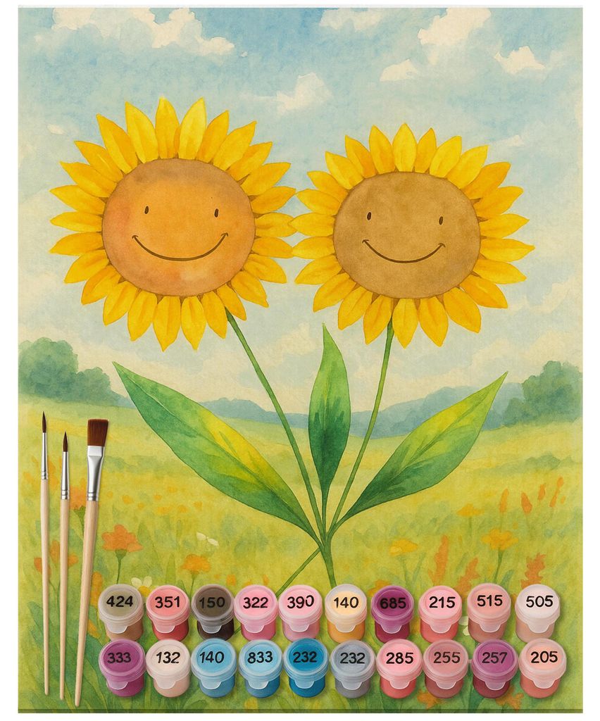 Mr. & Mrs. Panda Malen nach Zahlen Blume Sonnenblume Design 40 x 50 cm Mit Rahmen - Weiß - Geschenk, Bild, Lieblingsmensch, Best Friends, Freundin...