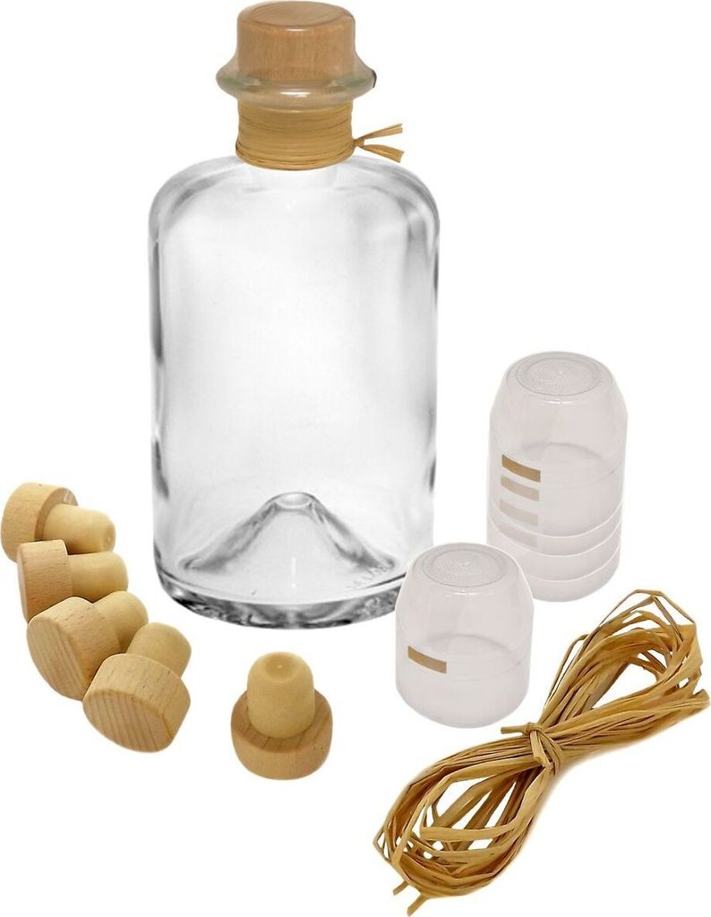 3x Profi Set Apothekerflaschen leer 350 ml Glas Flaschen zum selbst befüllen & transparente Schrumpfkapseln mit Siegel transparent & Korken & Bast