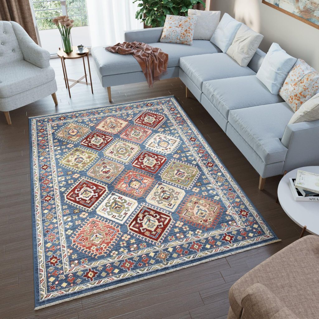 Tapiso Teppich RIVIOLI Modern Design Beige Blau Wohnzimmer 160 x 225 cm