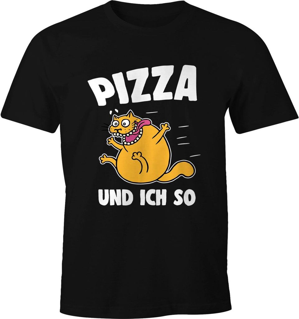 Lustiges Herren T-Shirt Pizza-Motiv und ich so Fun-Shirt Moonworks schwarz XL