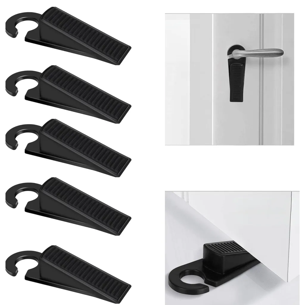 Lot de 5 butoirs de porte en caoutchouc noir – Cales de porte robustes