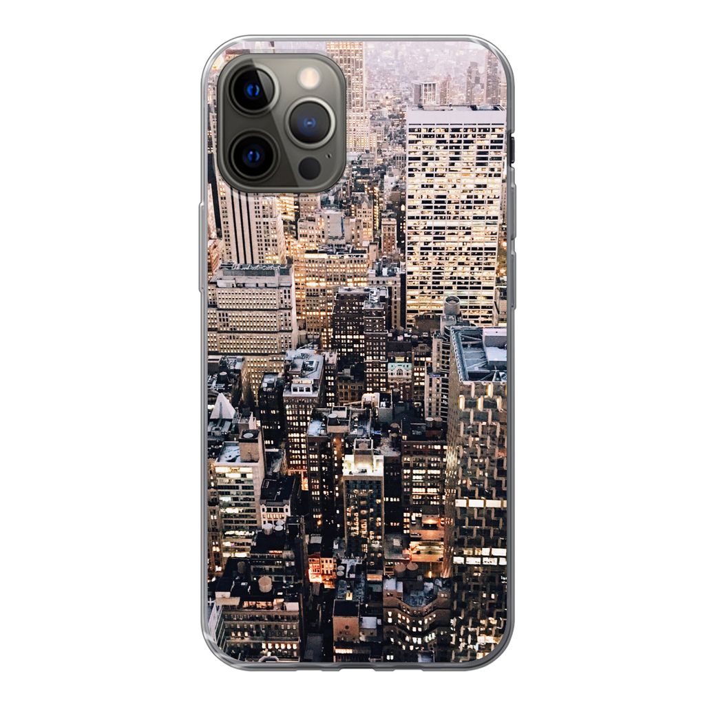 MuchoWow Handyhülle Schutzhülle Hülle für iPhone 12 Pro New York - NYC - Amerika Silikon Softcase Handy Hülle - Abdeckung