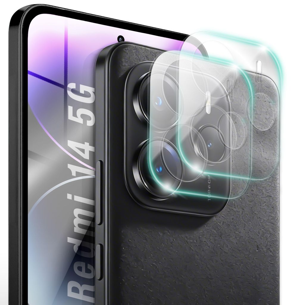 2x Kameraschutz "Focus.X2 MAX" für Xiaomi Redmi Note 14 5G - Full Cover Schutz Glas Kamera Linse 9H Härte - Transparent