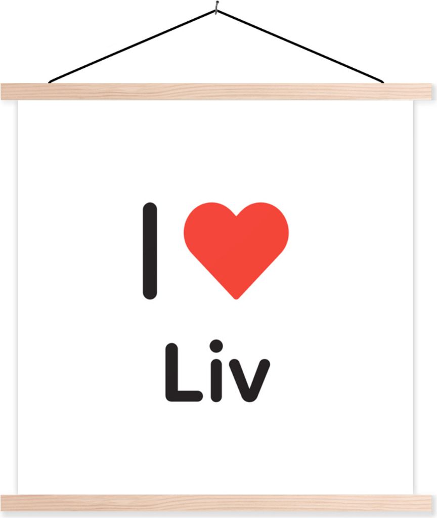 MuchoWow Textilposter Ich liebe - Liv - Girl 120x120 cm mit holzfarbenen Rahmen - Textil-Poster