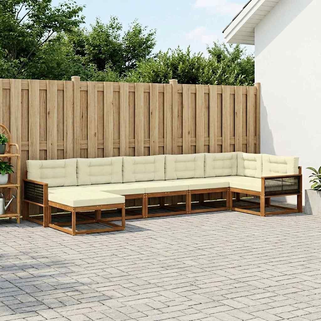 Möbel Outdoor-Sofagarnitur mit Kissen 7 pcs Natur und CremeGartensofas - Gartensofas c963