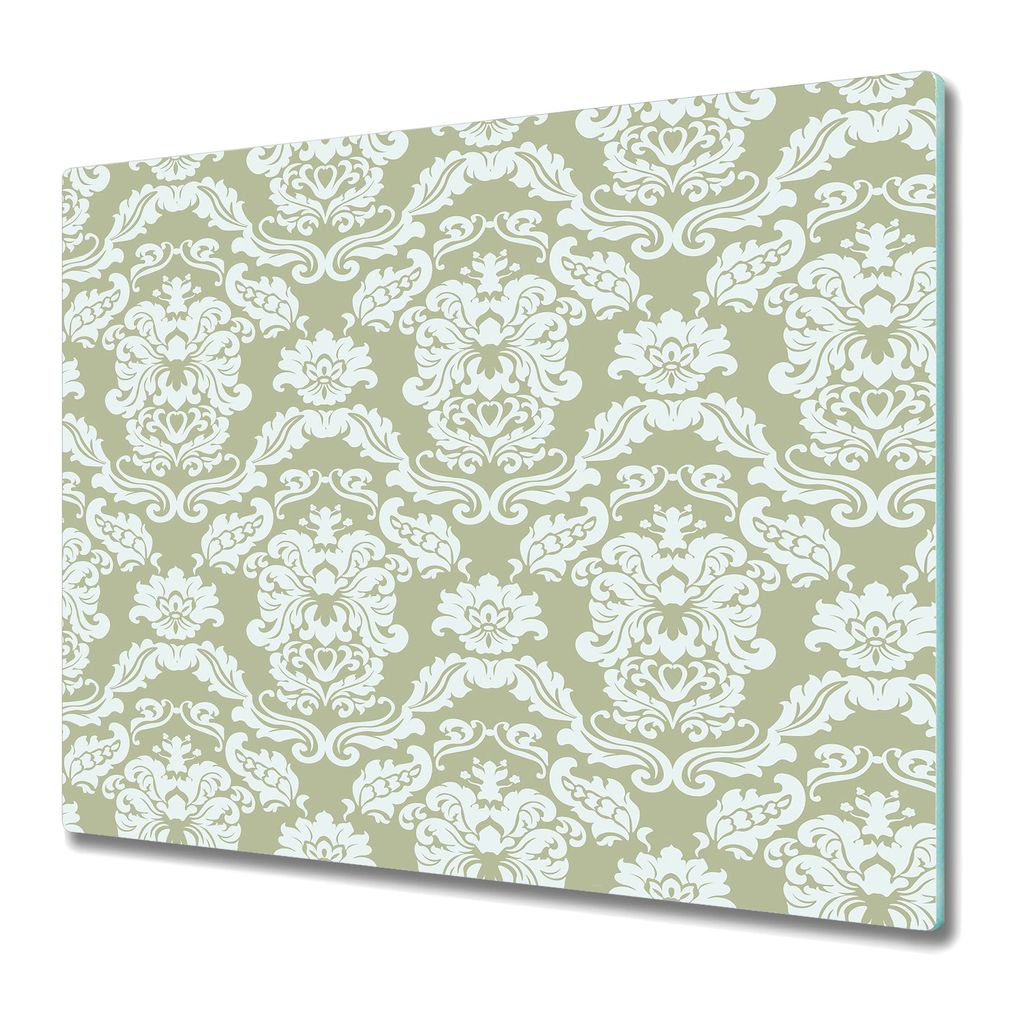 Küchenteller - Schneidebrett Glas - Herdabdeckung -Blumen liliengrün