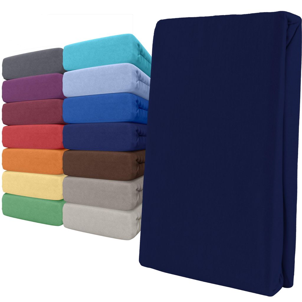 Spannbettlaken Jersey 180-200x200 Dunkelblau 100% Baumwolle Produktbild 