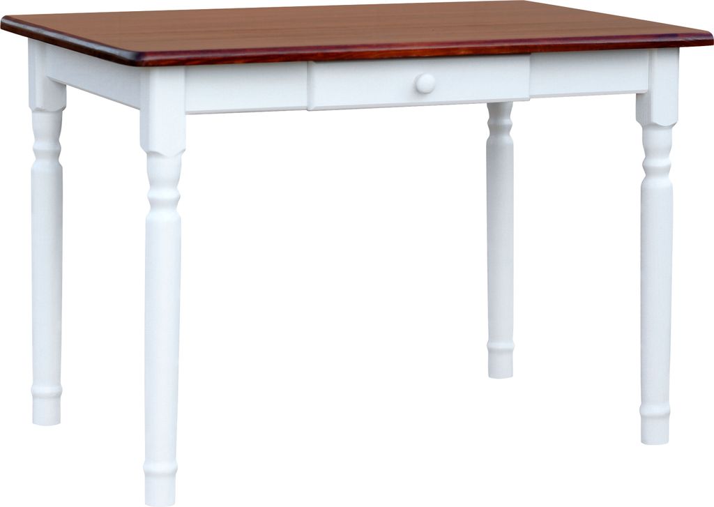 Tavolo bianco II con cassetto in legno di pino massiccio Immagine del prodotto 