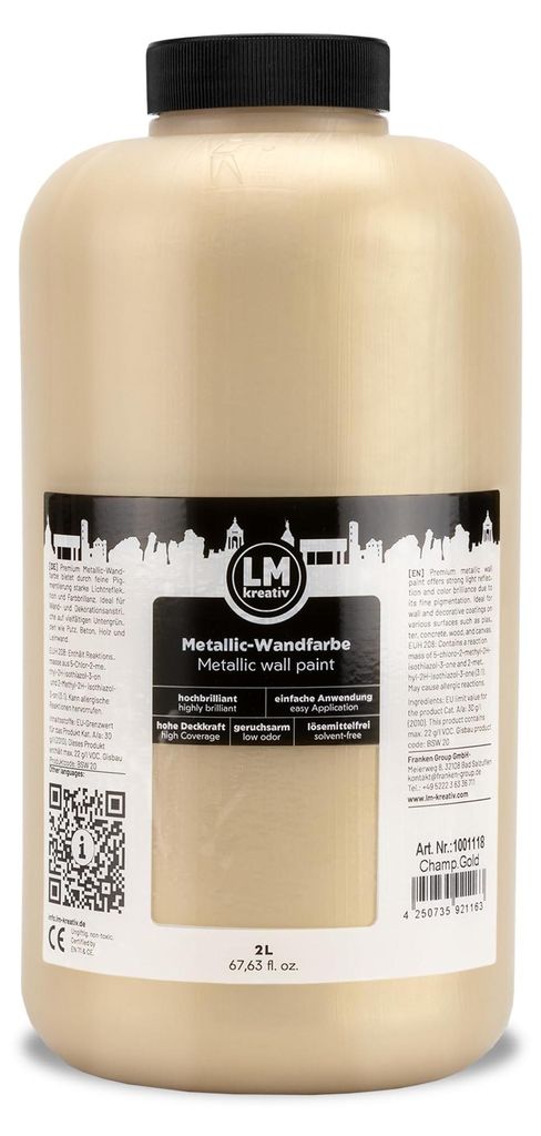 LM-Kreativ Metallic-Wandfarbe 2 l, Champagner Gold – Produktbild 